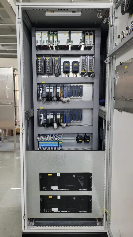 GE PLC racks mounted in a Bhavanee control panel