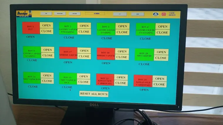 ROV control screen, BPCL Mangalore